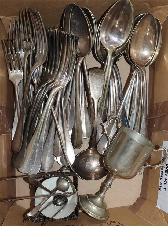 A group of small silver and plated flatware (some Christofle)